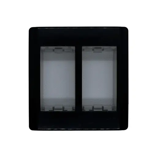 Placa Retangular para Tomada 2 Postos com Suporte Preta Slim Ilumi