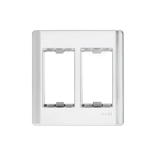 Placa Retangular para Tomada 2 Postos com Suporte Branca Slim Ilum