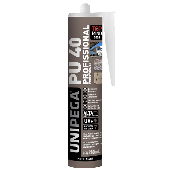 Adesivo Cola Pu 40 Preto Selante De Poliuretano 280ml Unipega