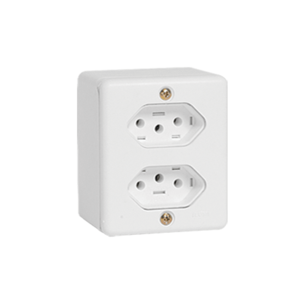 2 Tomadas Fixas Sobrepor Bipolar 2P + T 20A 250V
