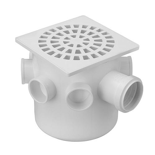 Caixa sifonada quadrada Esgoto 150x150x50mm Branco