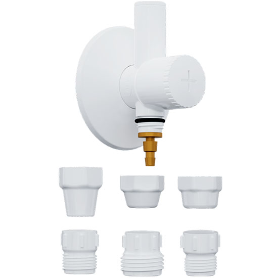 Adaptador para filtro em ABS branco c/registro integrado