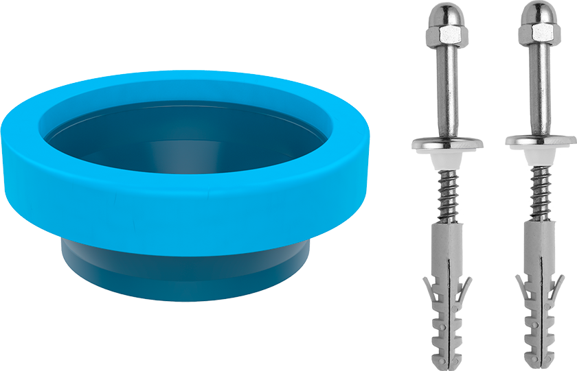 Anel de vedação p/vaso sanitario c/guia e kit de fixação em aço zincado e bucha N°10